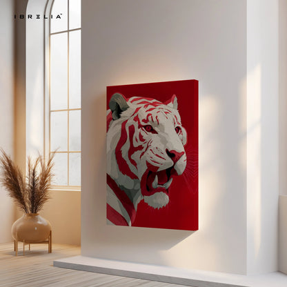 Red Tiger Wall Art – Bold Wildlife Canvas Frame | Fierce Animal Poster Pakistan | IBRELIA™ IBRELIA