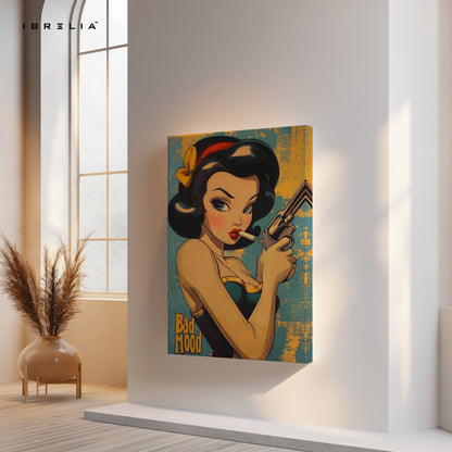 Bad Mood Pin-Up Noir – Vintage Femme Fatale Pop Art | 4K Ultra Wrap Frame Wall Art in Pakistan | IBRELIA™