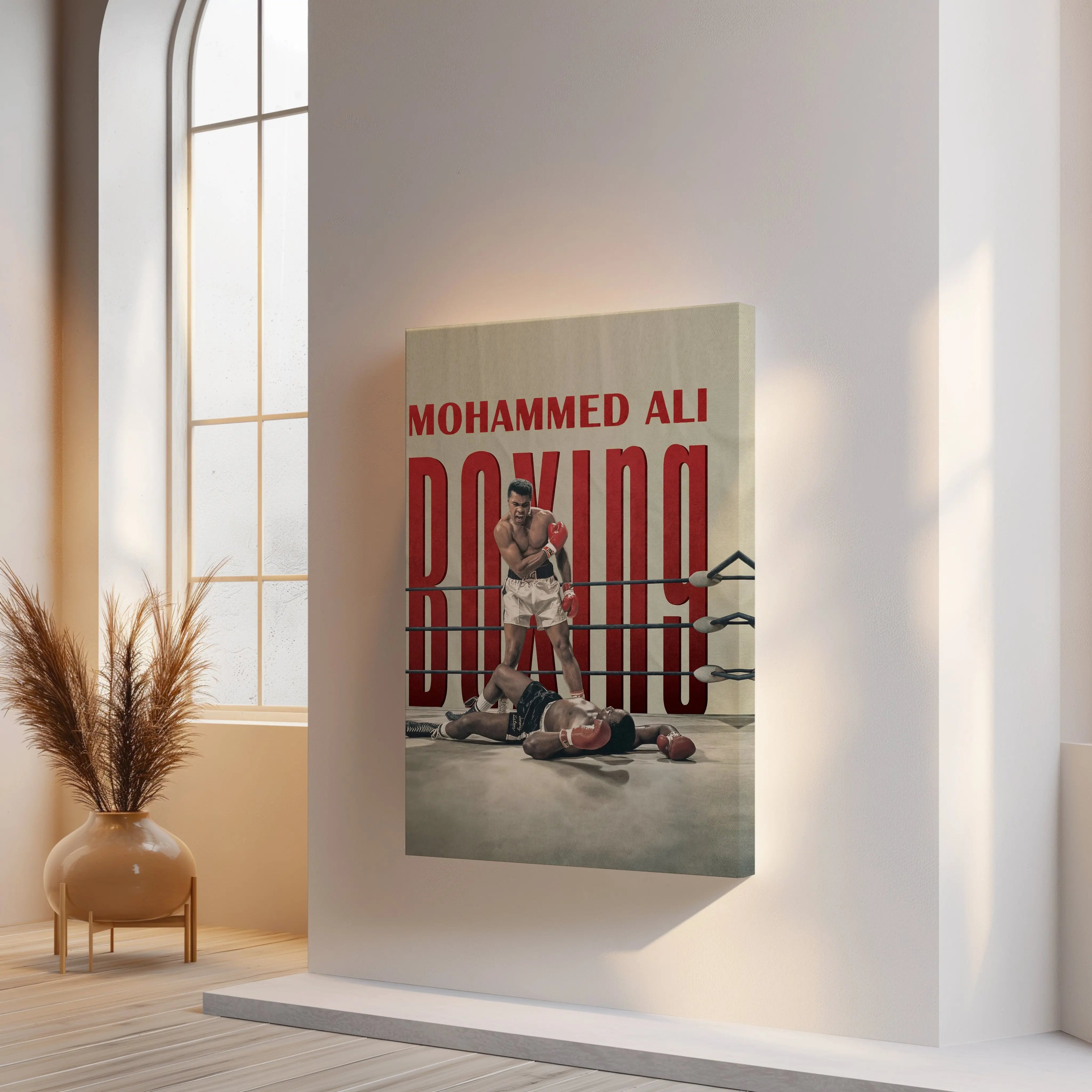 Muhammad Ali Knockout Wall Art – Vintage Boxing Canvas Frame | Legendary Fight Poster Pakistan | IBRELIA™ IBRELIA