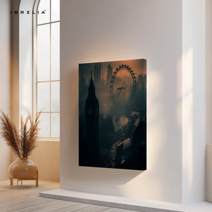 London Noir Skyline Art – Big Ben & London Eye Cinematic Wall Art | 4K Ultra Wrap Frame Wall Art in Pakistan | IBRELIA™
