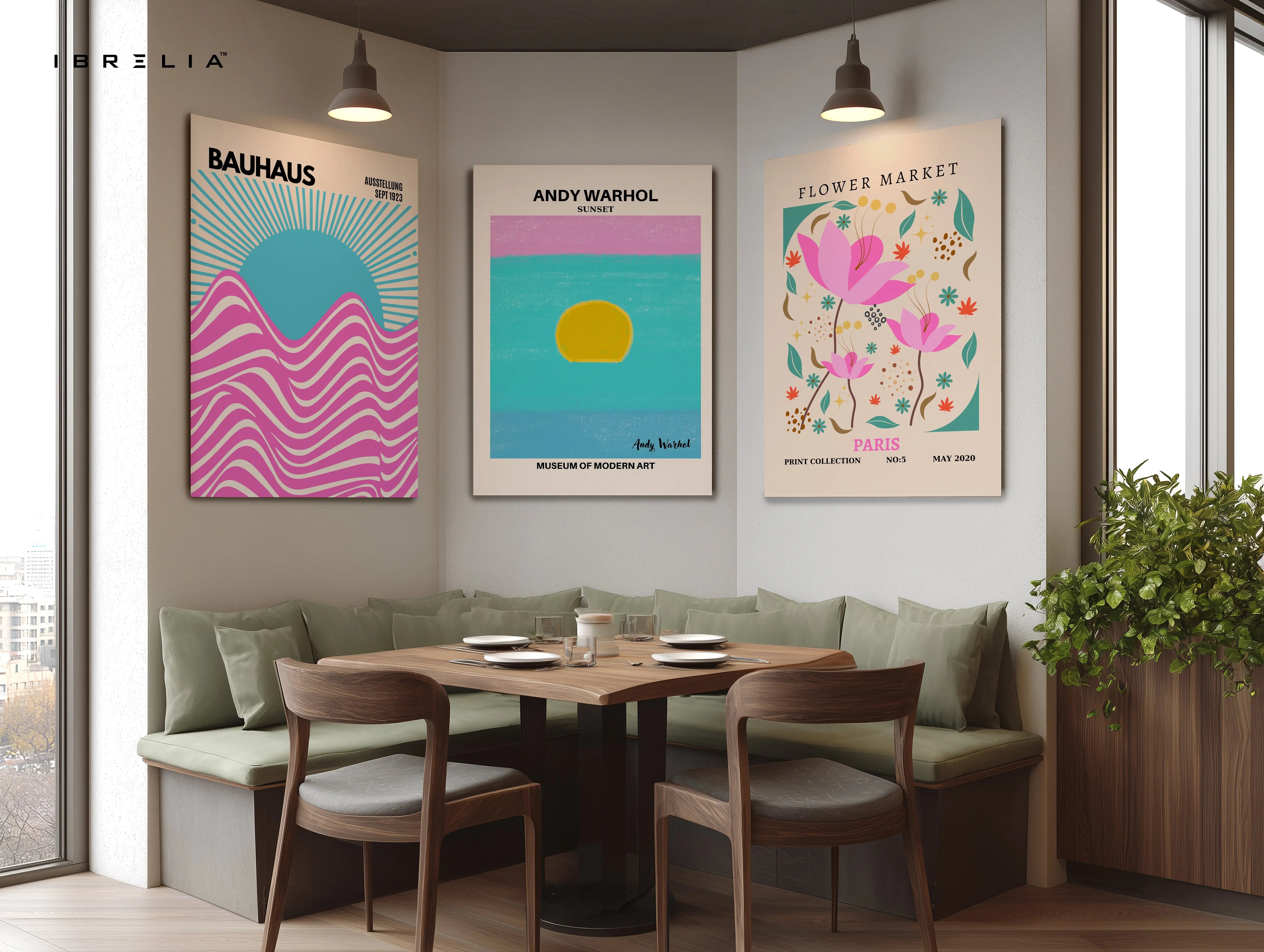 Bauhaus Andy Warhol Flower Market 3 Panel 4K Ultra HD Wall Art in Pakistan | IBRELIA™ IBRELIA