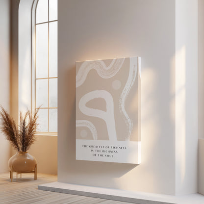 The Greatest Richness Islamic Quote Wall Art – Modern Neutral Abstract Design | 4K Ultra Wrap Frame Wall Art in Pakistan | IBRELIA™