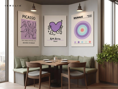 Picasso Haring Bauhaus Modern Art 3 Panel 4K Ultra HD Wall Art in Pakistan | IBRELIA™ IBRELIA