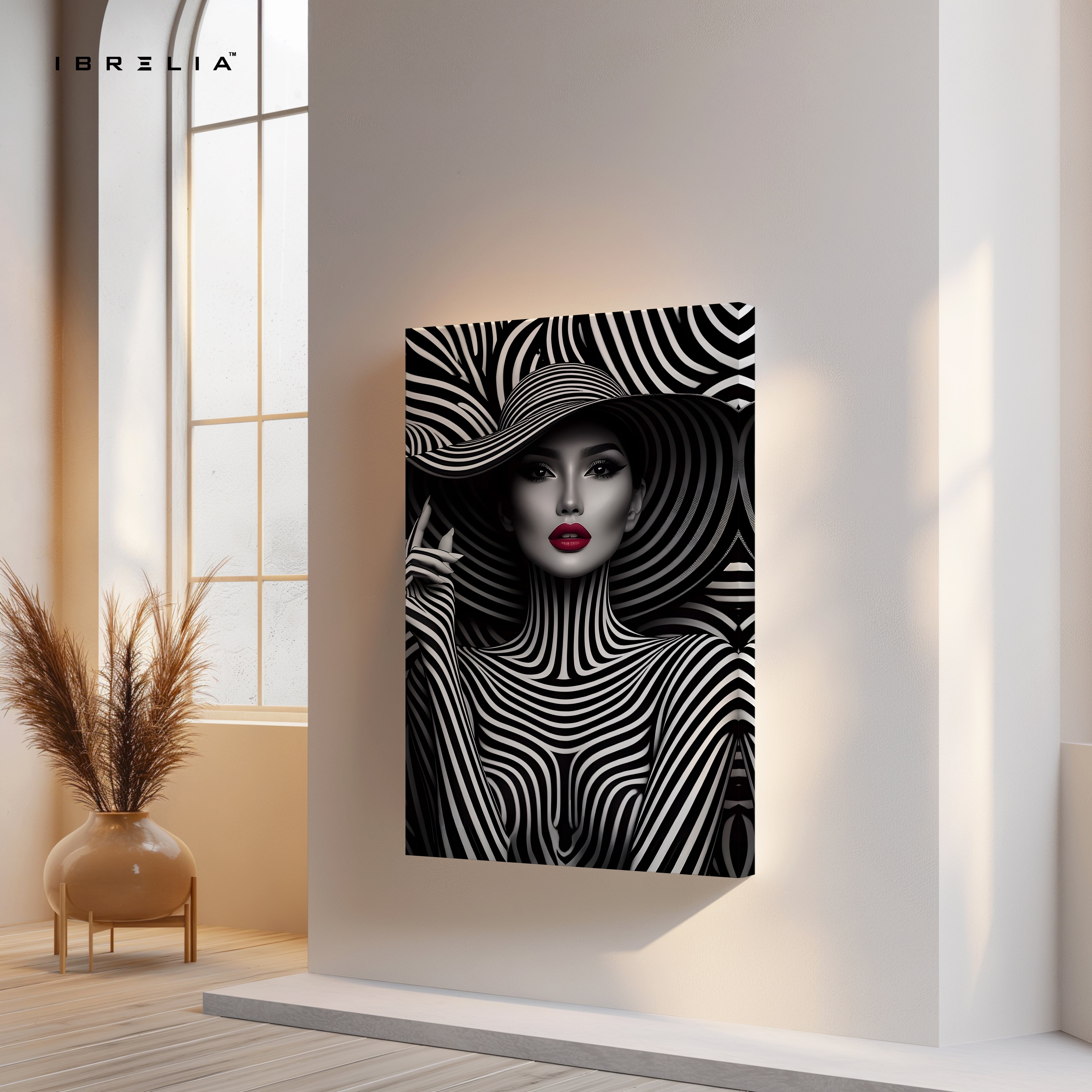 Monochrome Vogue Muse – Black & White Fashion Portrait Art | 4K Ultra Wrap Frame Wall Art in Pakistan | IBRELIA™
