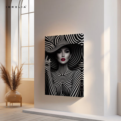 Monochrome Vogue Muse – Black & White Fashion Portrait Art | 4K Ultra Wrap Frame Wall Art in Pakistan | IBRELIA™