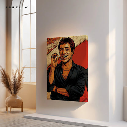 Tony Montana Scarface Wall Art – Iconic Mafia Portrait Canvas Frame | Vintage Crime Movie Poster Pakistan | IBRELIA™ IBRELIA