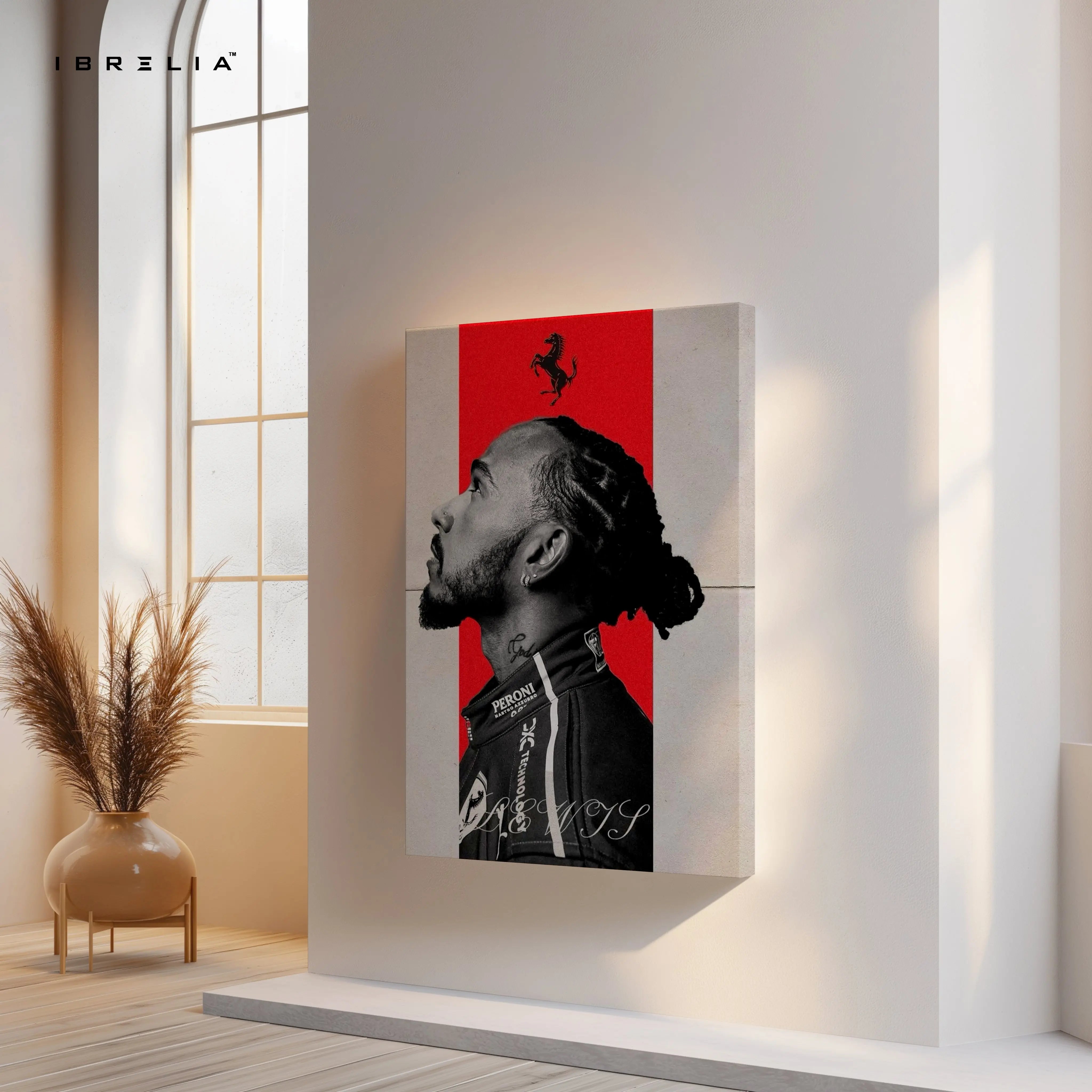 Lewis Hamilton Ferrari Wall Art – Formula 1 Racing Canvas Frame Pakistan | F1 Driver Poster | IBRELIA™ IBRELIA