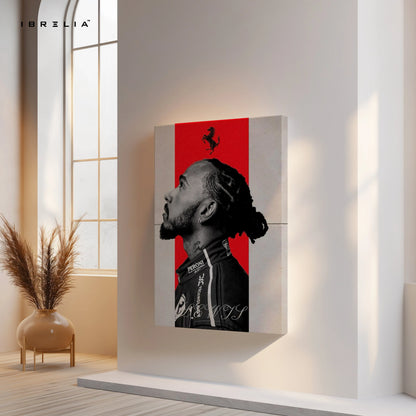 Lewis Hamilton Ferrari Wall Art – Formula 1 Racing Canvas Frame Pakistan | F1 Driver Poster | IBRELIA™ IBRELIA
