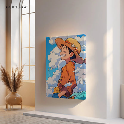 Monkey D. Luffy Smile Wall Art – One Piece Anime Canvas Frame | Luffy Straw Hat Poster Pakistan | IBRELIA™ IBRELIA