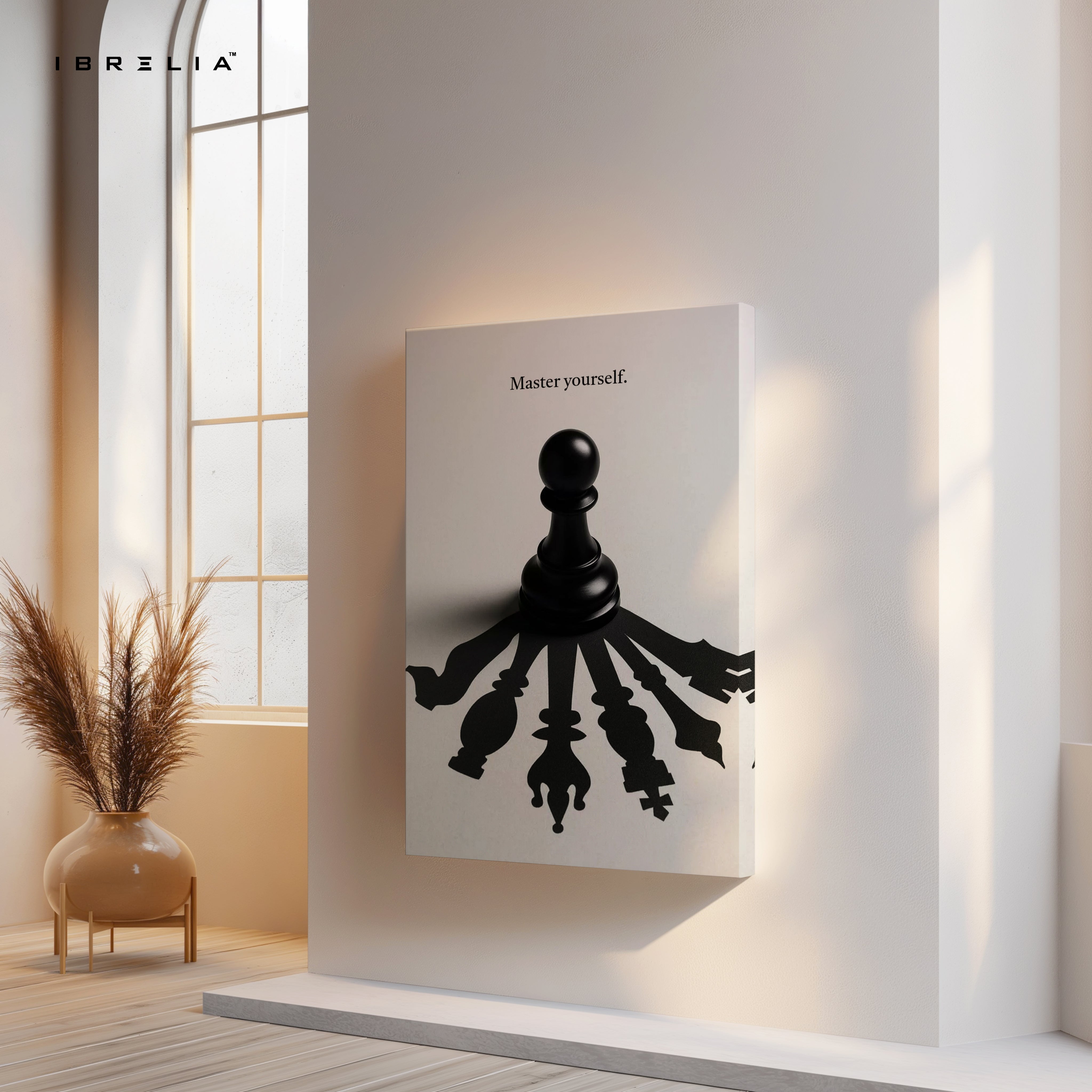 Master Yourself – Minimal Chess Philosophy Art | 4K Ultra Wrap Frame Wall Art in Pakistan | IBRELIA™