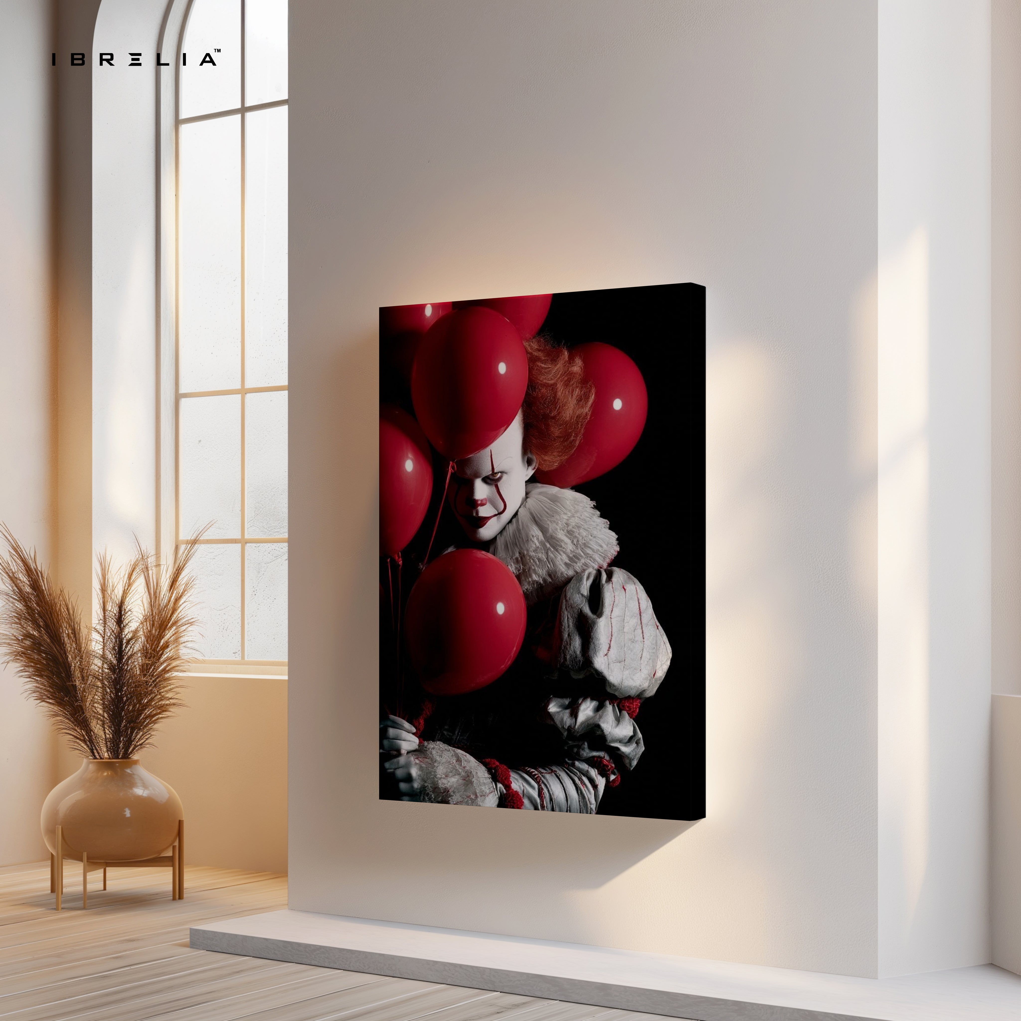 Crimson Balloon Whisper – Dark Cinematic Horror Portrait | 4K Ultra Wrap Frame Wall Art in Pakistan | IBRELIA™