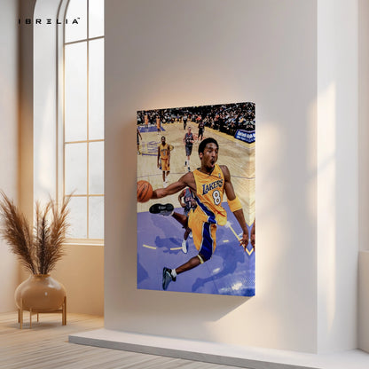 Kobe Bryant Dunk Wall Art – Lakers No.8 Canvas Frame | Basketball Action Poster Pakistan | IBRELIA™ IBRELIA