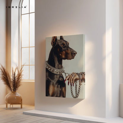 Luxury Doberman with Chain Collar – 4K Ultra Wrap Frame Wall Art in Pakistan | IBRELIA™