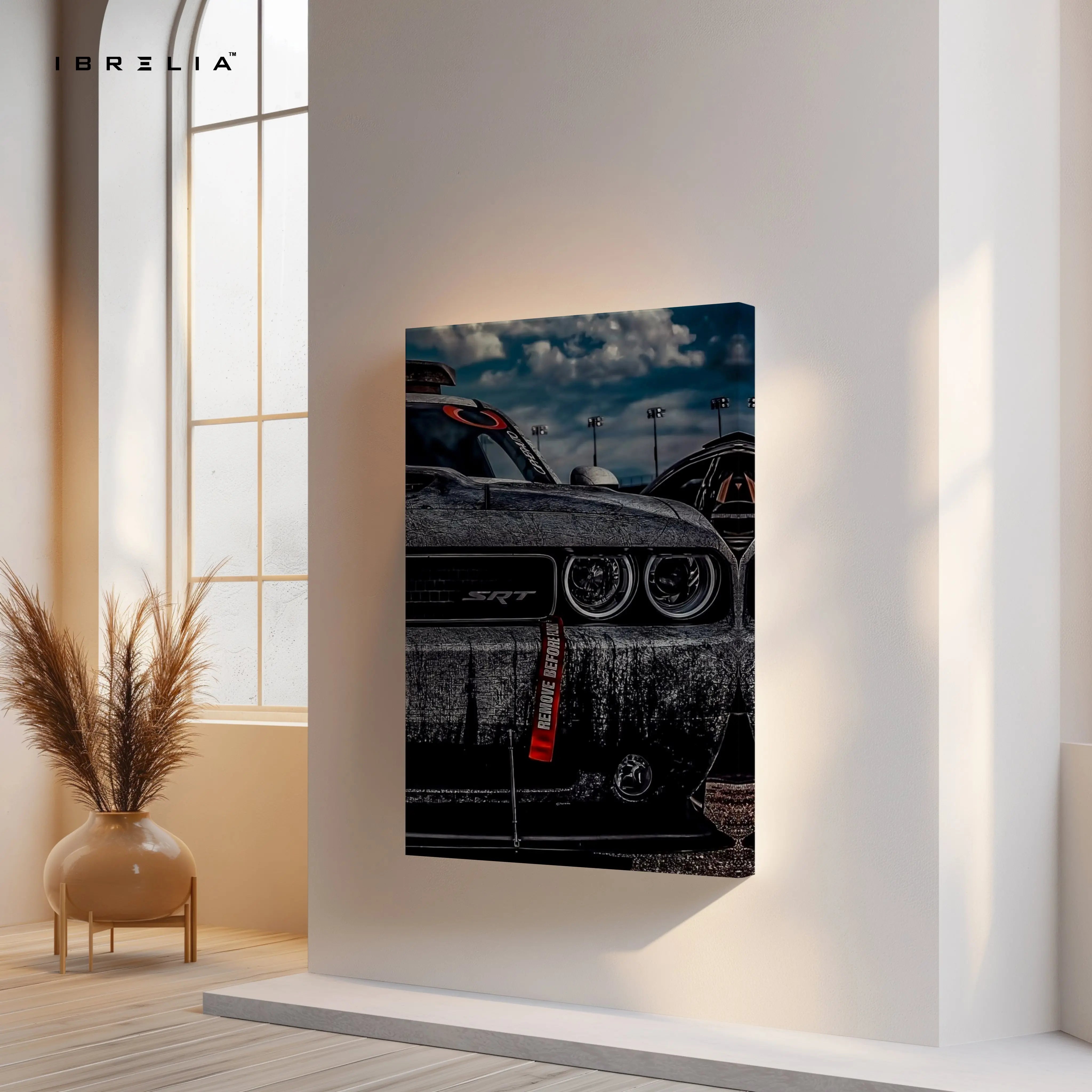Dodge Challenger SRT Front Detail Wall Art – Muscle Car Close-Up Canvas Frame | SRT Poster Pakistan | IBRELIA™ IBRELIA