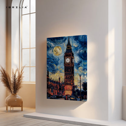 Big Ben Starry Noir Art – London Night Cityscape Wall Art | 4K Ultra Wrap Frame Wall Art in Pakistan | IBRELIA™
