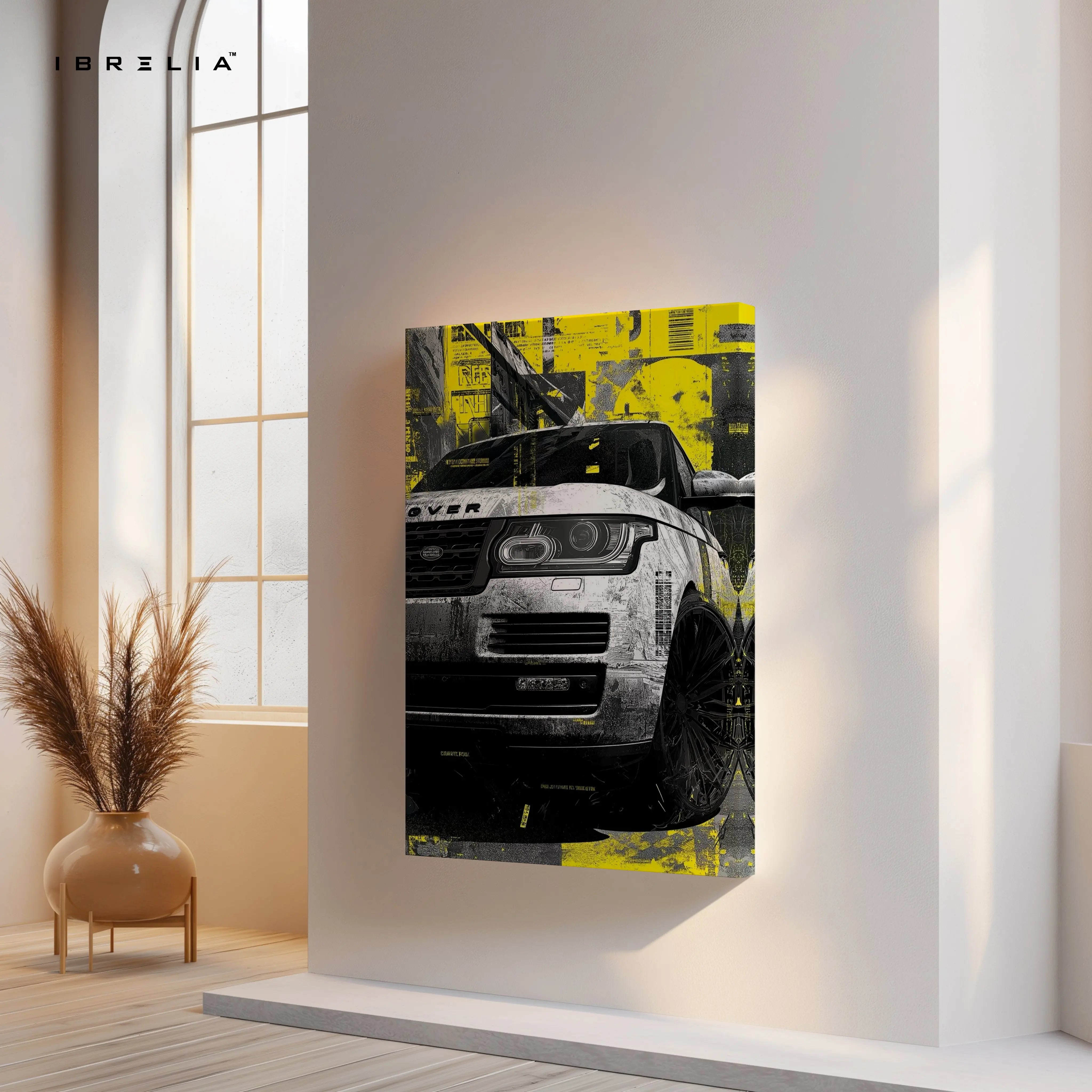 Range Rover Street Art Wall Art – Urban Luxury SUV Canvas Frame | Grunge Automotive Poster Pakistan | IBRELIA™ IBRELIA