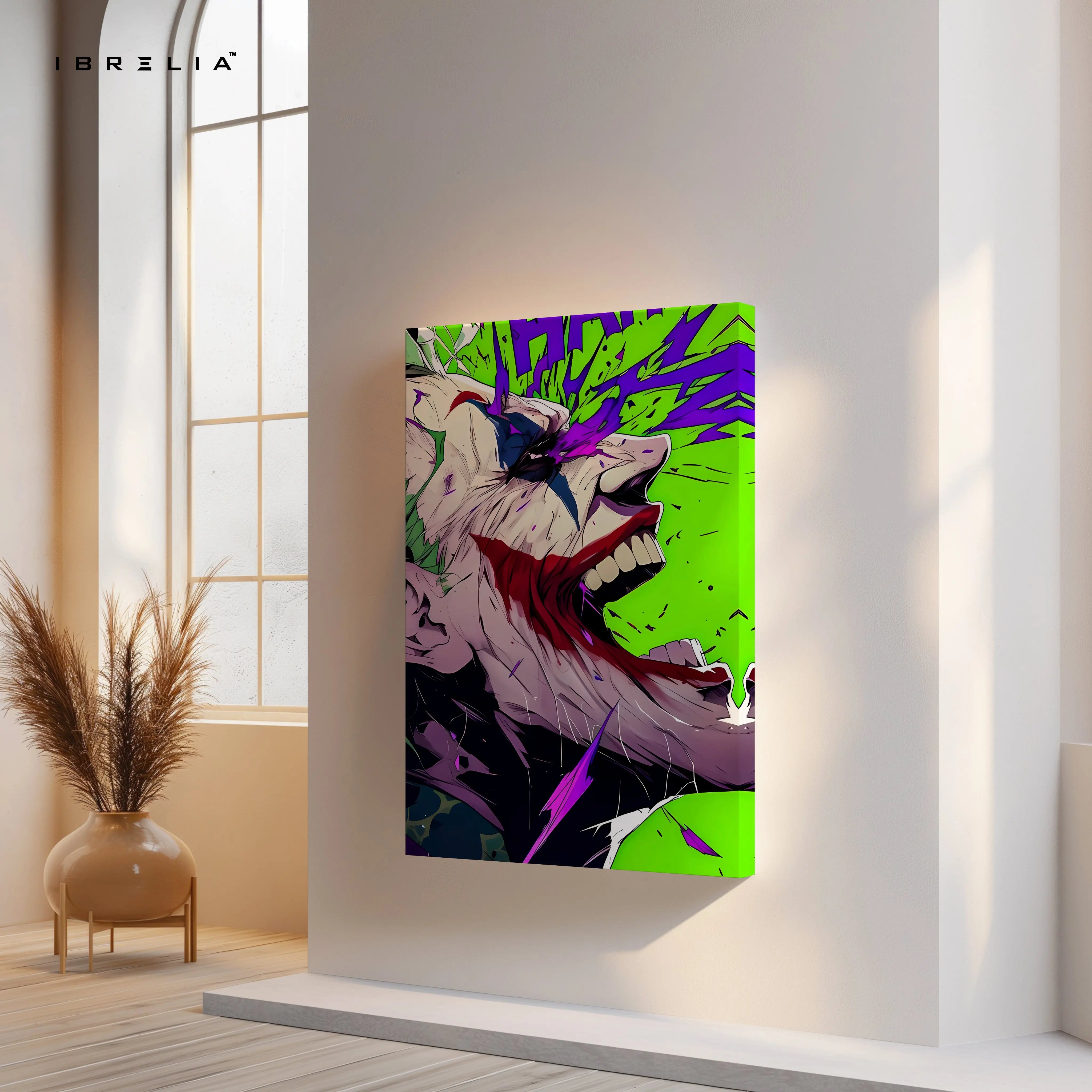 Joker Chaos Explosion Wall Art – Dark Comic Villain Canvas Frame | Joker Rage Poster Pakistan | IBRELIA™ IBRELIA