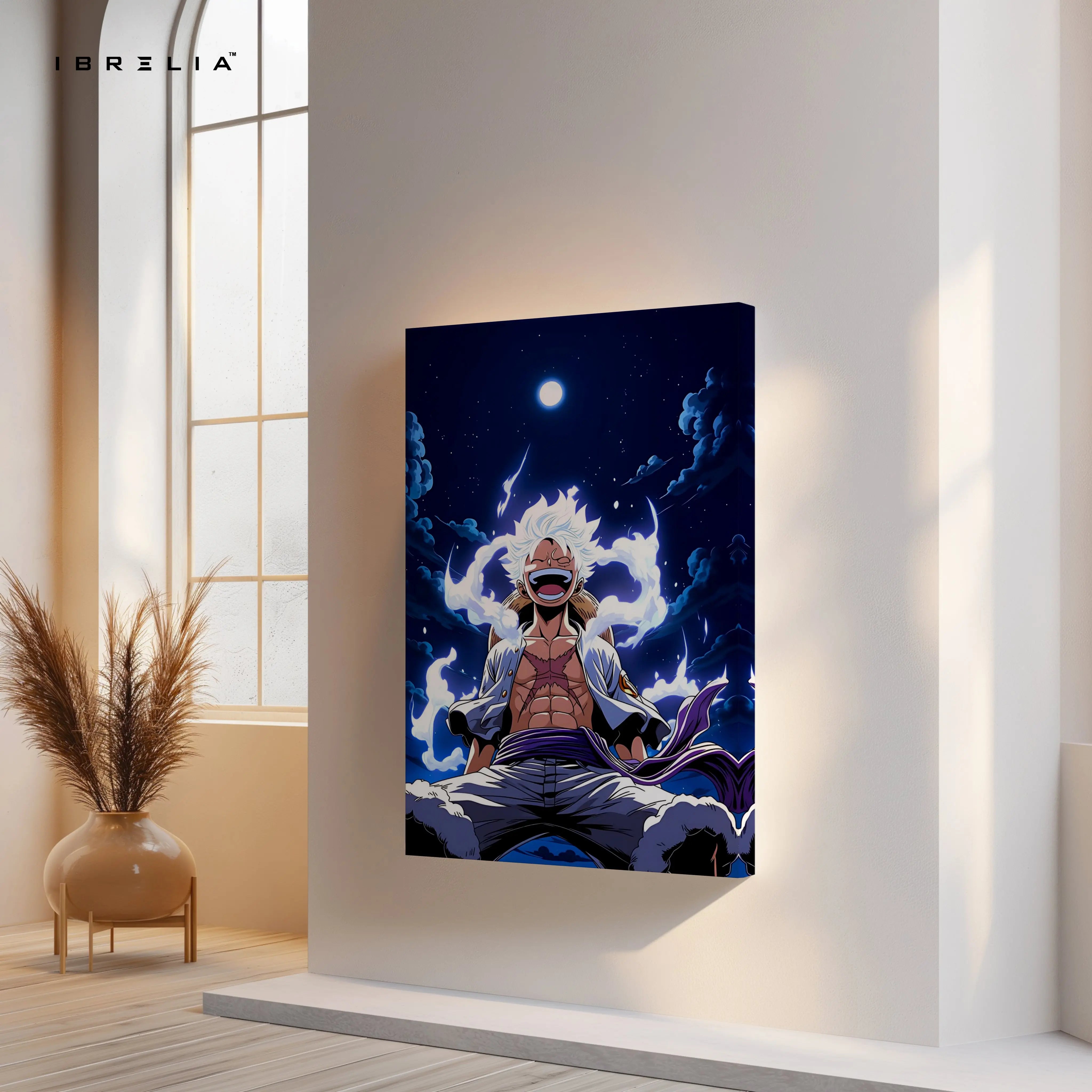 Luffy Gear 5 Wall Art – One Piece Anime Canvas Frame | Sun God Nika Poster Pakistan | IBRELIA™ IBRELIA