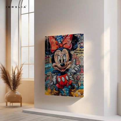 Minnie Mouse Graffiti Wall Art – Vintage Pop Art Canvas Frame | Cartoon Street Style Poster Pakistan | IBRELIA™ IBRELIA