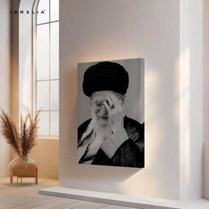 Black & White Leader Portrait Wall Art – Minimal Monochrome Canvas Frame | Powerful Expression Poster Pakistan | IBRELIA™ IBRELIA