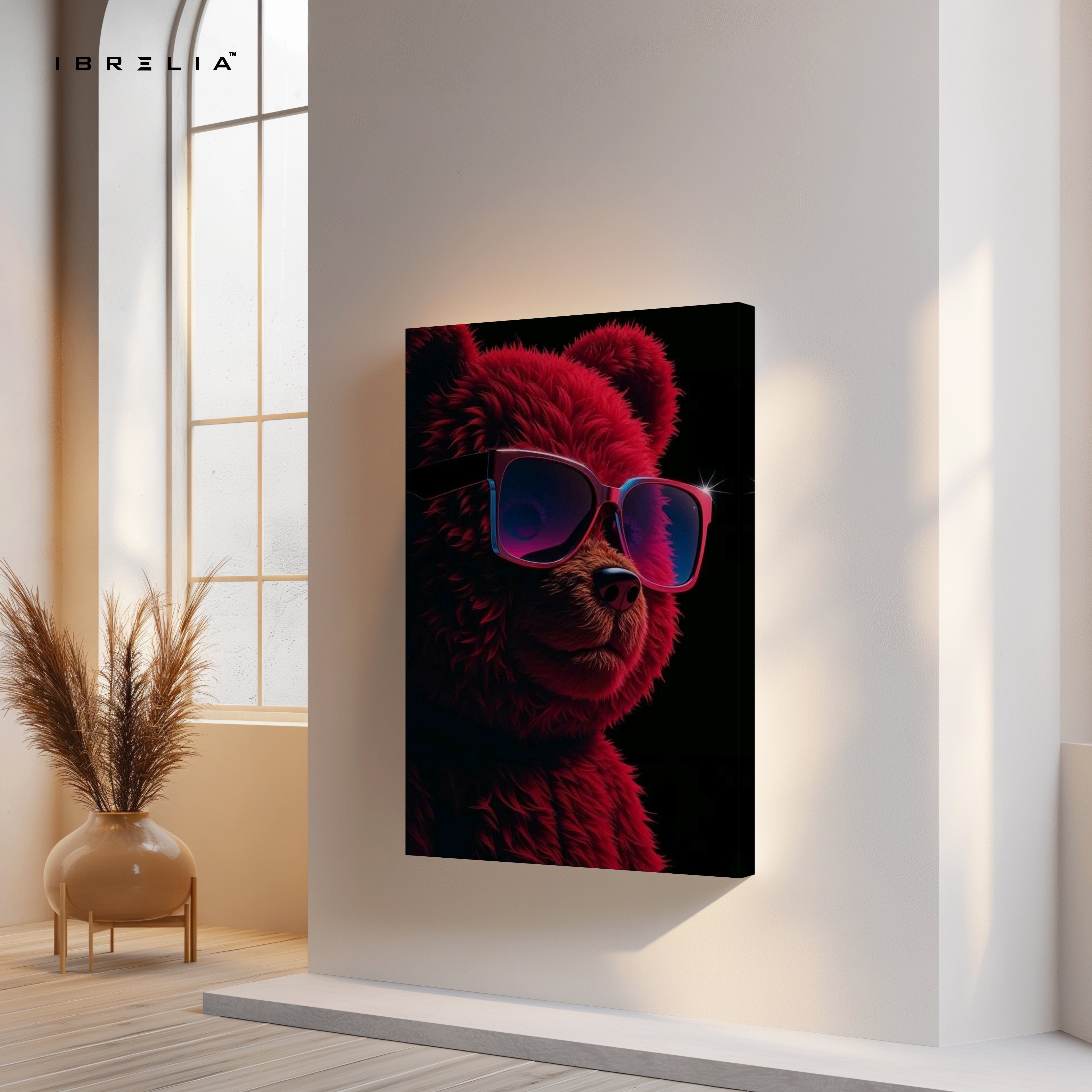 Red Bear Swagger Art – 4K Ultra Wrap Frame Wall Art in Pakistan | IBRELIA™