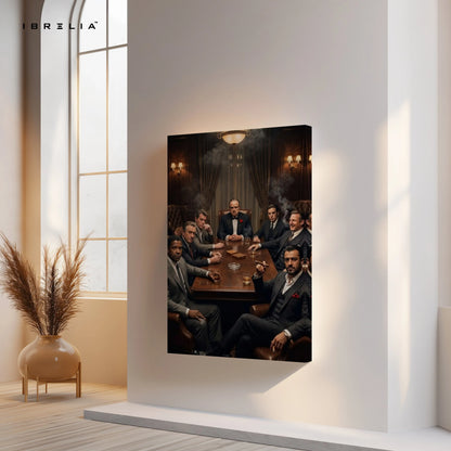 Godfather Mafia Meeting Wall Art – Vintage Crime Family Canvas Frame | Luxury Movie Scene Poster Pakistan | IBRELIA™ IBRELIA