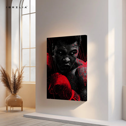 Boxing Champion Wall Art – Red Glove Power Canvas Frame | Fighter Motivation Poster Pakistan | IBRELIA™ IBRELIA