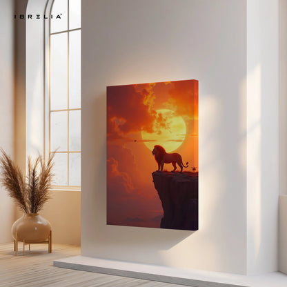 Lion Sunset Silhouette Wall Art – Majestic Animal Canvas Frame | Golden Sky Aesthetic Decor Pakistan | IBRELIA™ IBRELIA