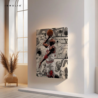 Basketball Legend Dunk Wall Art – Comic Style Sports Canvas Frame | Vintage Athlete Poster Pakistan | IBRELIA™ IBRELIA