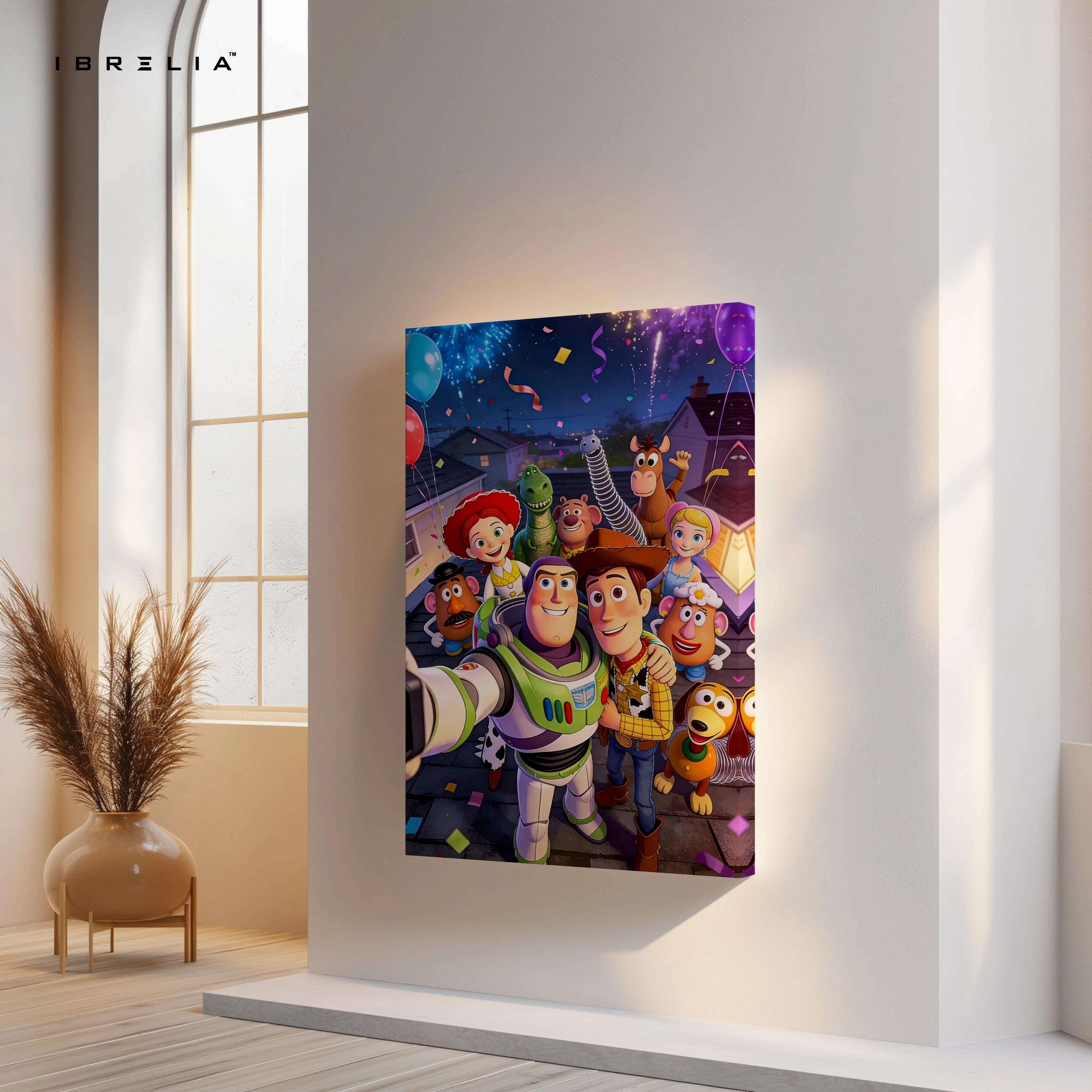 Toy Story Celebration Wall Art – Animated Characters Canvas Frame | Fun Kids Room Decor Pakistan | IBRELIA™ IBRELIA