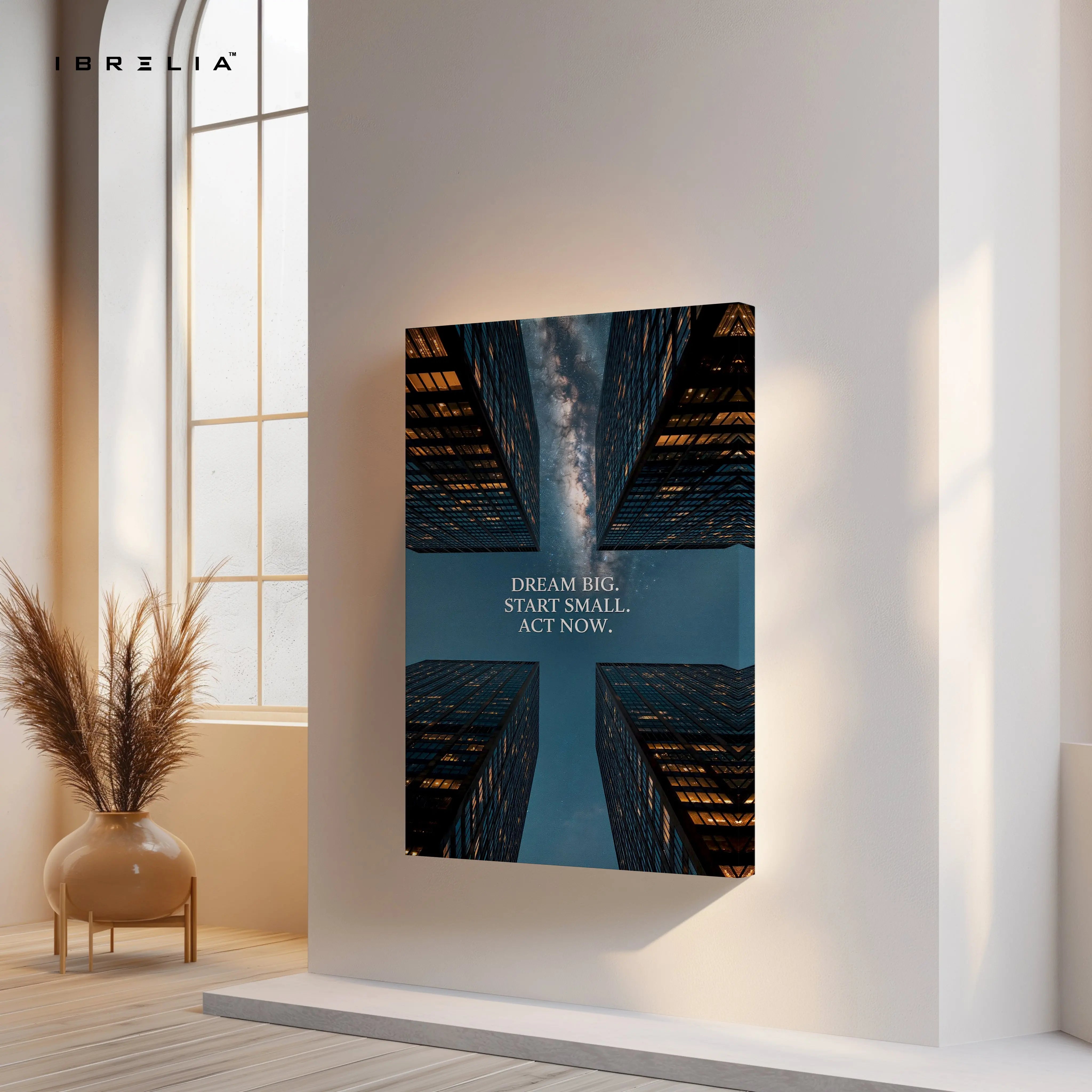 Dream Big Motivation Wall Art – City Skyline Inspirational Canvas Frame | Modern Office Poster Pakistan | IBRELIA™ IBRELIA