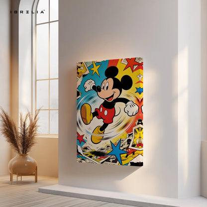 Mickey Mouse Pop Art Wall Art – Vintage Cartoon Canvas Frame | Mickey Comic Style Poster Pakistan | IBRELIA™ IBRELIA