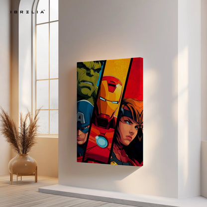 Avengers Split Wall Art – Marvel Superhero Canvas Frame | Iron Man Captain America Hulk Poster Pakistan | IBRELIA™ IBRELIA