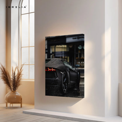 Lamborghini Night Street Wall Art – Dark Aesthetic Supercar Poster | 4K Ultra Wrap Frame Wall Art in Pakistan | IBRELIA™ IBRELIA