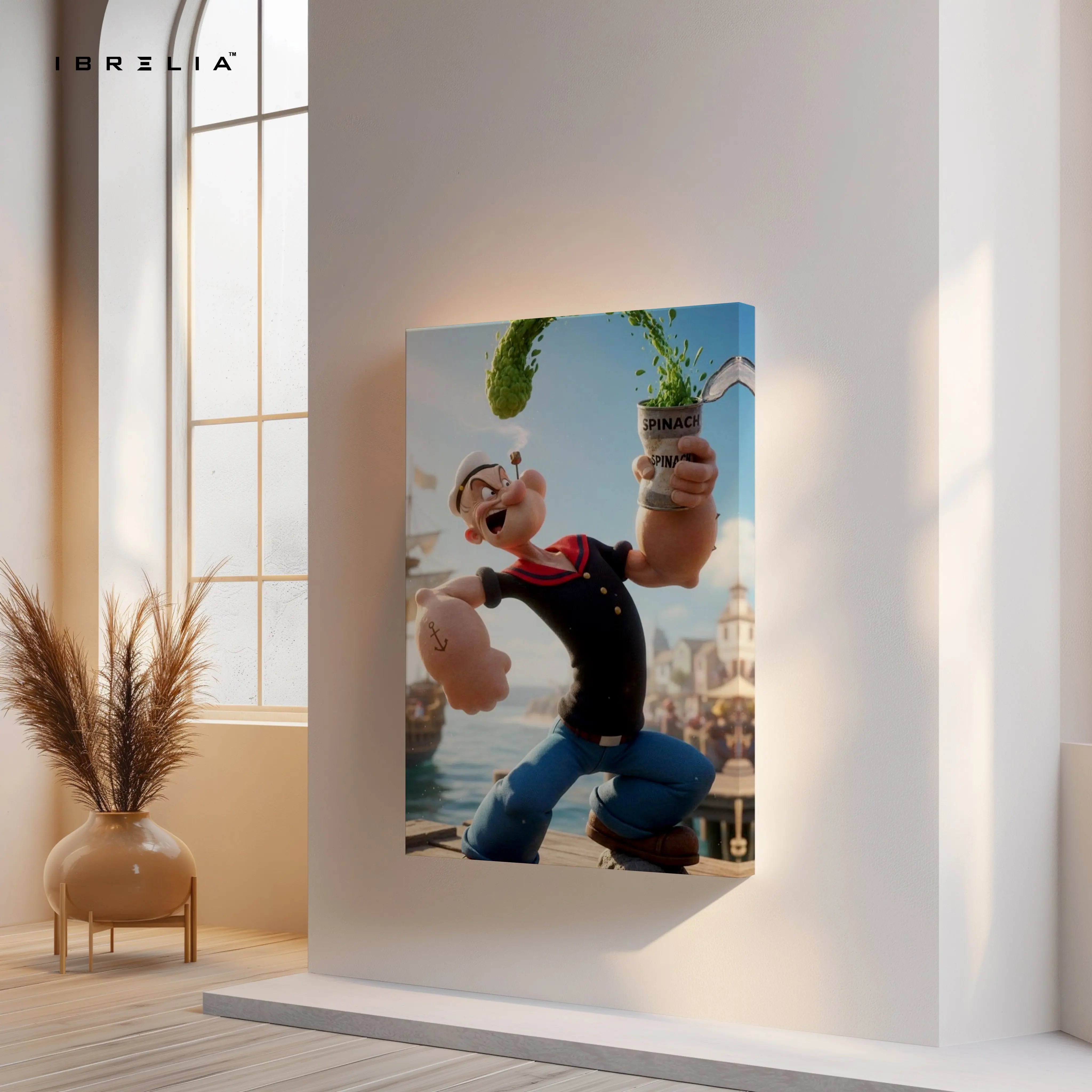 Popeye Spinach Power Wall Art – Cartoon Action Canvas Frame | Classic Character Poster Pakistan | IBRELIA™ IBRELIA