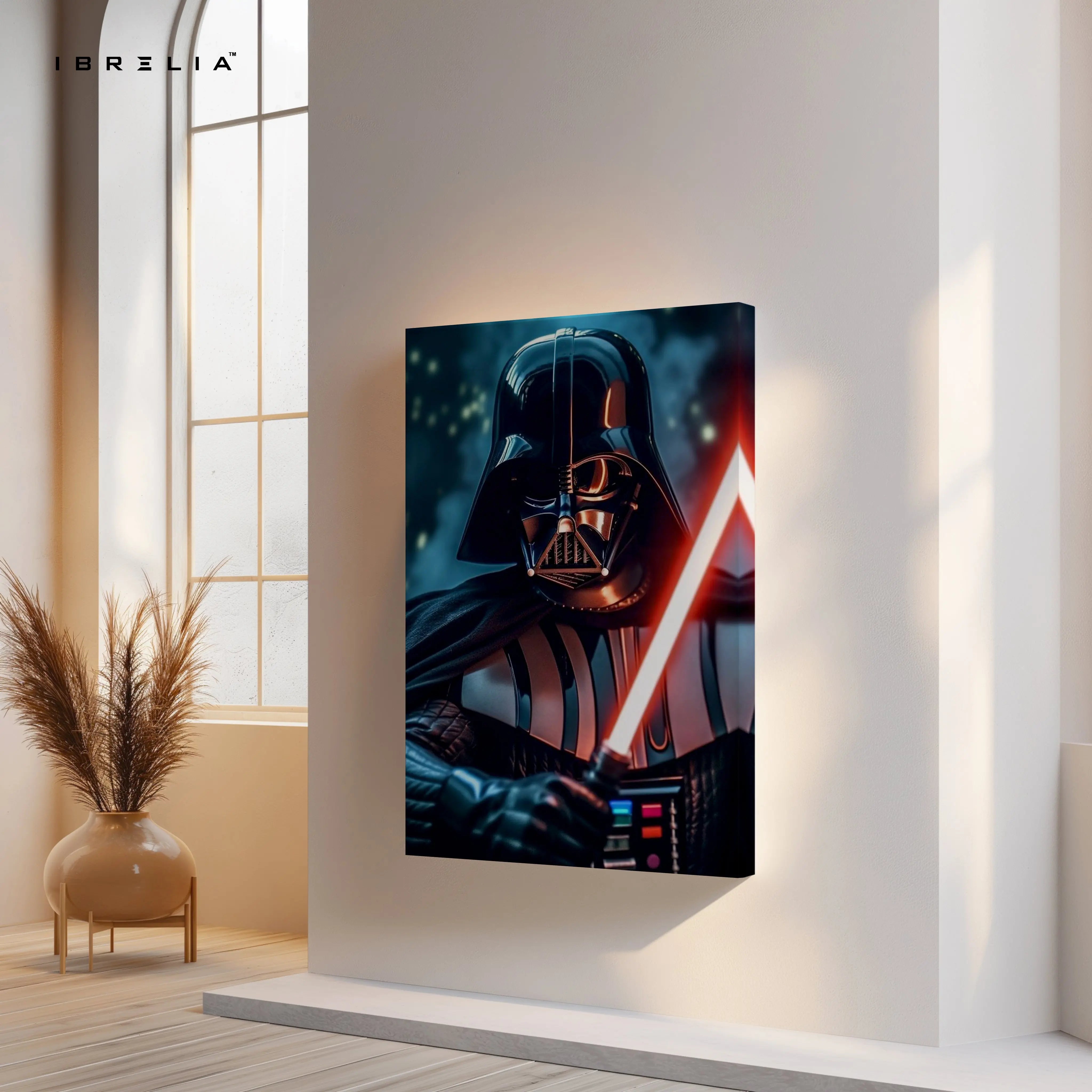 Dark Sith Warrior Wall Art – Futuristic Lightsaber Canvas Frame | Sci-Fi Villain Poster Pakistan | IBRELIA™ IBRELIA