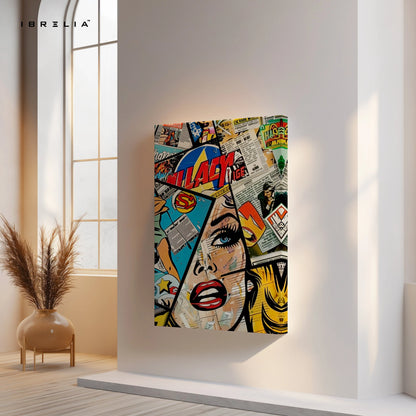 Pop Art Comic Wall Art – Retro Newspaper Collage Poster | Abstract Comic Style Wall Frame in Pakistan | IBRELIA™ IBRELIA