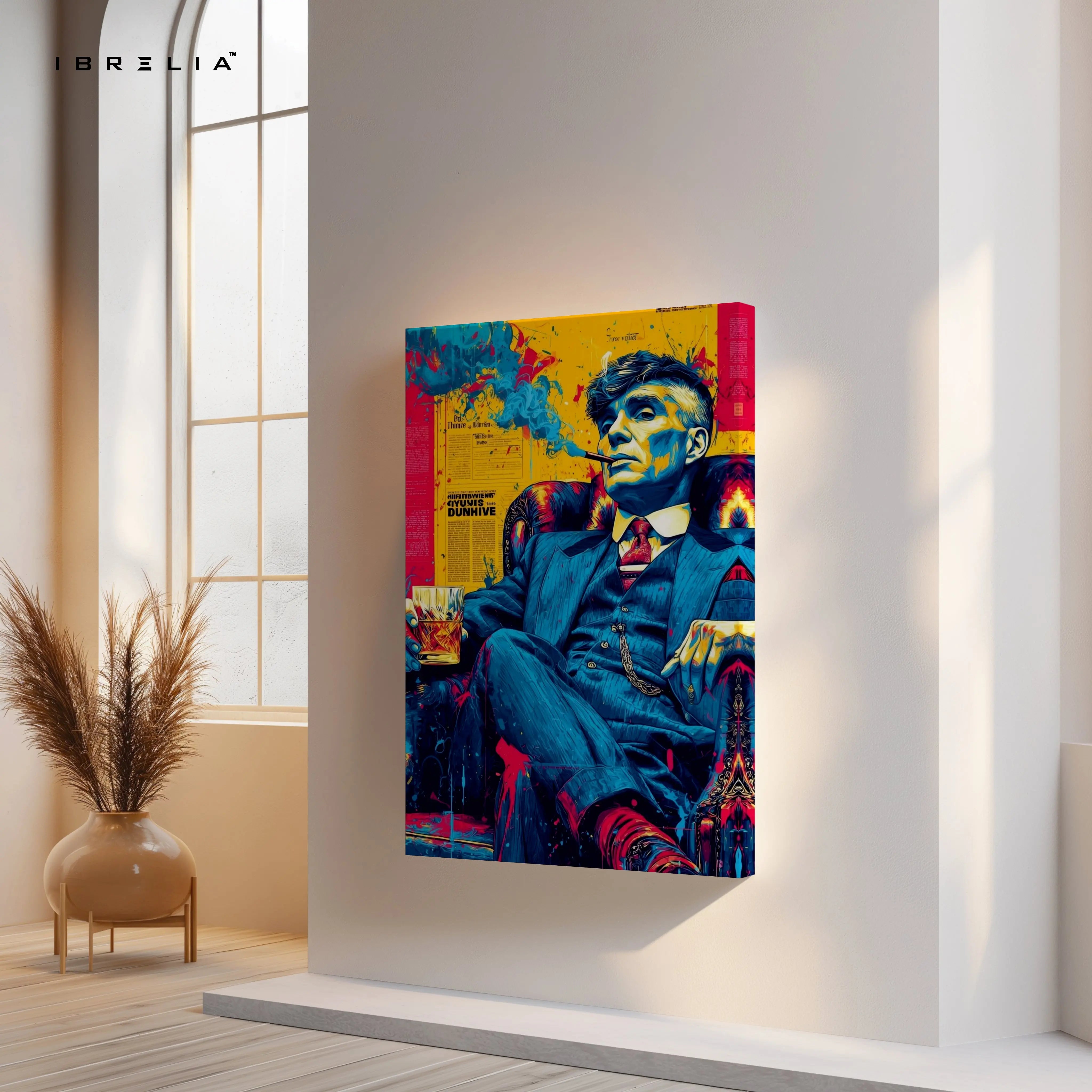 Vintage Gentleman Whiskey Wall Art – Luxury Pop Art Canvas Frame | Classic Suit Aesthetic Poster Pakistan | IBRELIA™ IBRELIA
