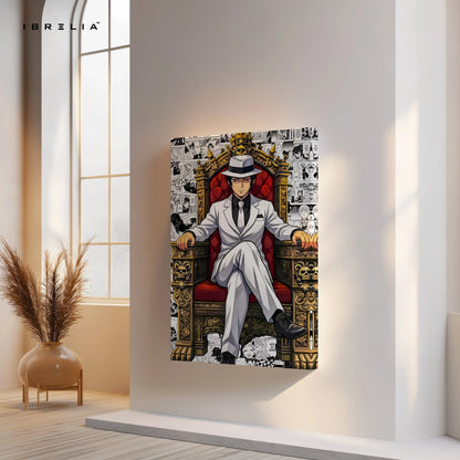 Anime Mafia King Wall Art – Luxury Throne Canvas Frame | Anime Boss Poster Pakistan | IBRELIA™ IBRELIA