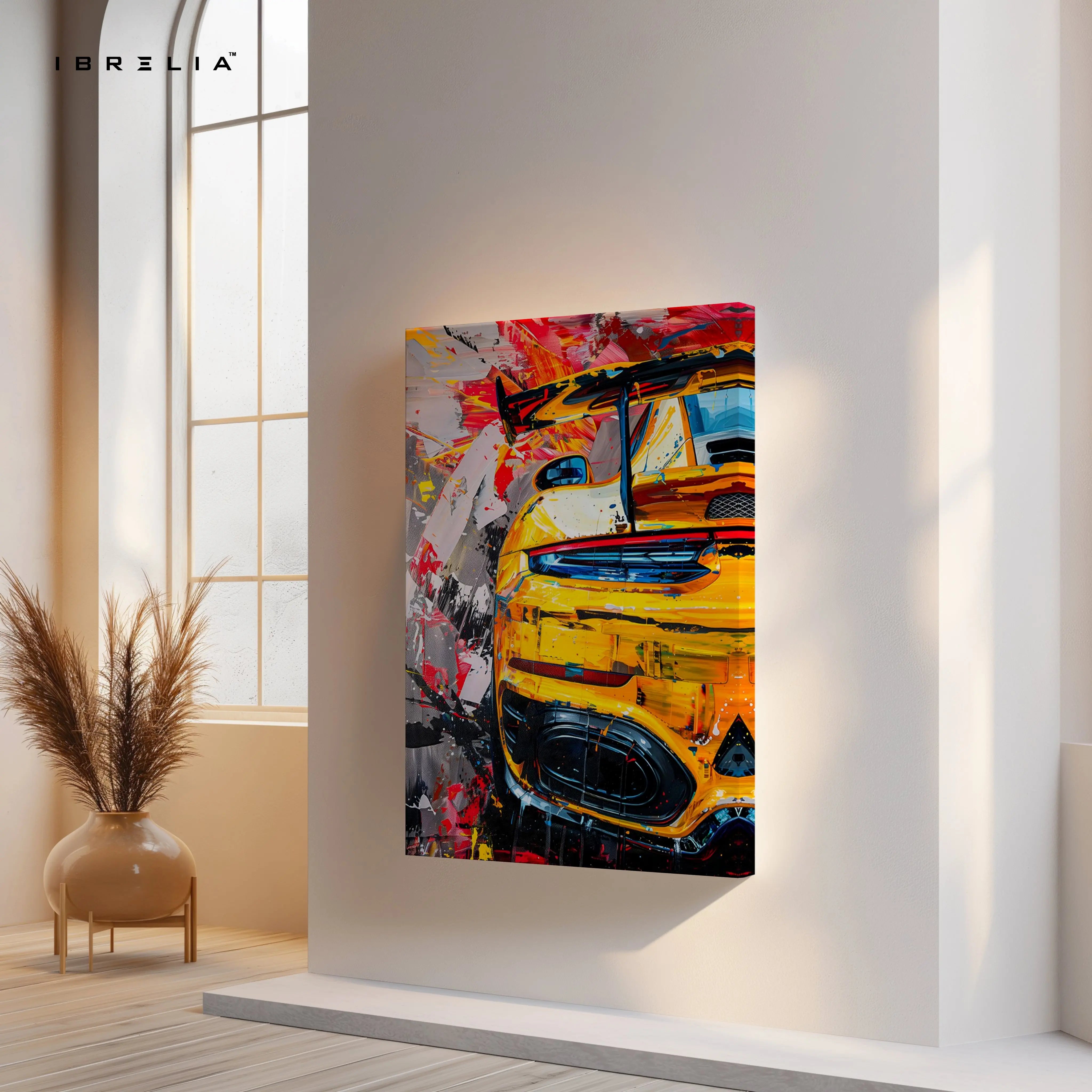 GT3 Neon Rush Art – Abstract Supercar Pop Art Wall Art | 4K Ultra Wrap Frame Wall Art in Pakistan | IBRELIA™ IBRELIA