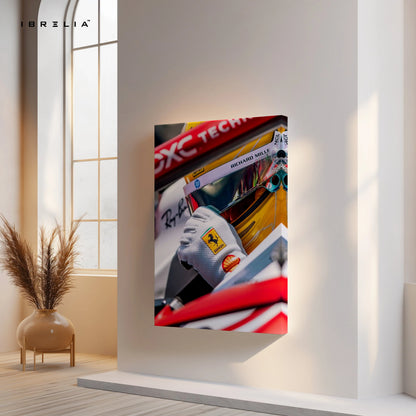 Ferrari F1 Driver Helmet Wall Art – Racing Motorsport Canvas Frame | Formula 1 Speed Poster Pakistan | IBRELIA™ IBRELIA