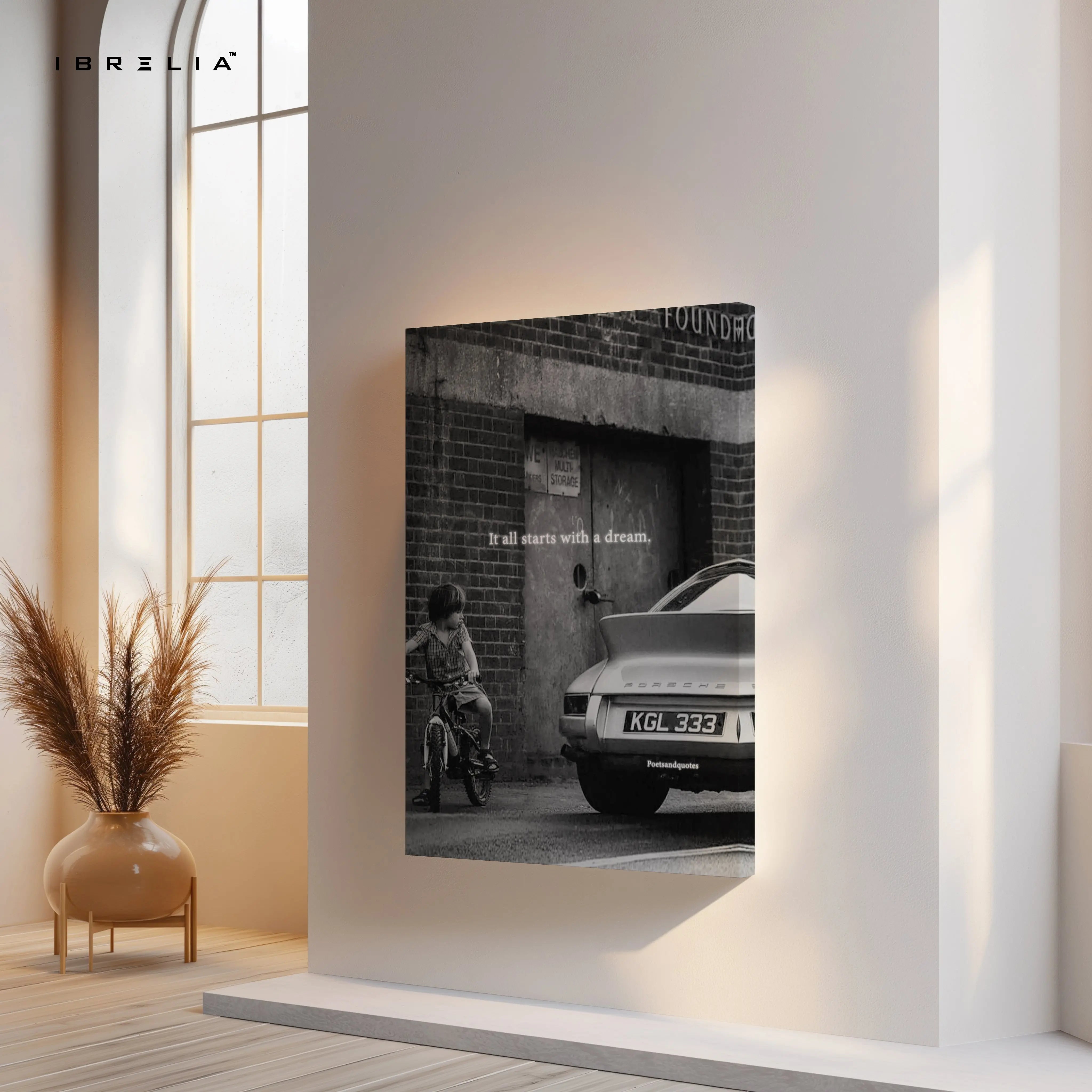 It All Starts With a Dream Wall Art – Vintage Porsche Motivation Canvas Frame | Inspirational Poster Pakistan | IBRELIA™ IBRELIA