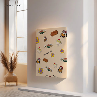 Friends TV Show Pattern Wall Art – Central Perk Canvas Frame | Friends Aesthetic Poster Pakistan | IBRELIA™ IBRELIA