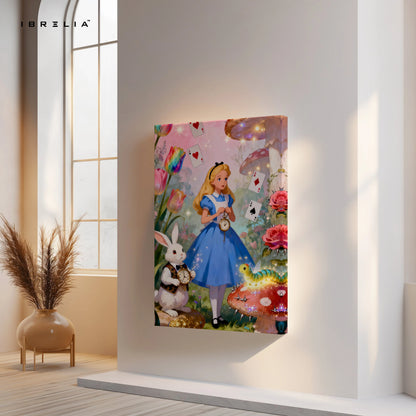 Alice in Wonderland Fantasy Garden Wall Art – Magical Story Canvas Frame | Whimsical Fairytale Decor Pakistan | IBRELIA™ IBRELIA