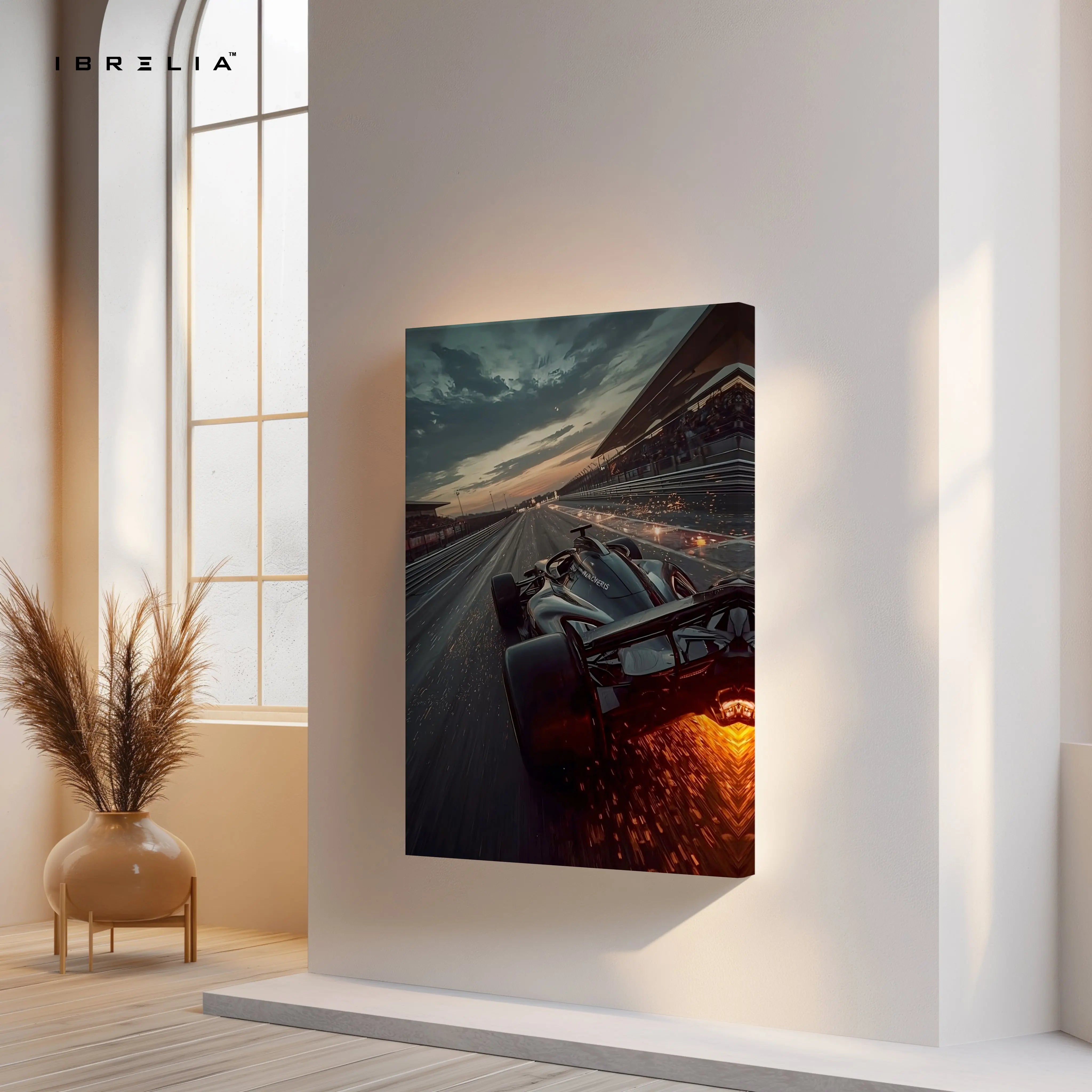 Formula 1 Night Speed Burst Wall Art – High Velocity Racing Canvas Frame Pakistan | Fire Trail Motorsport Poster | IBRELIA™ IBRELIA