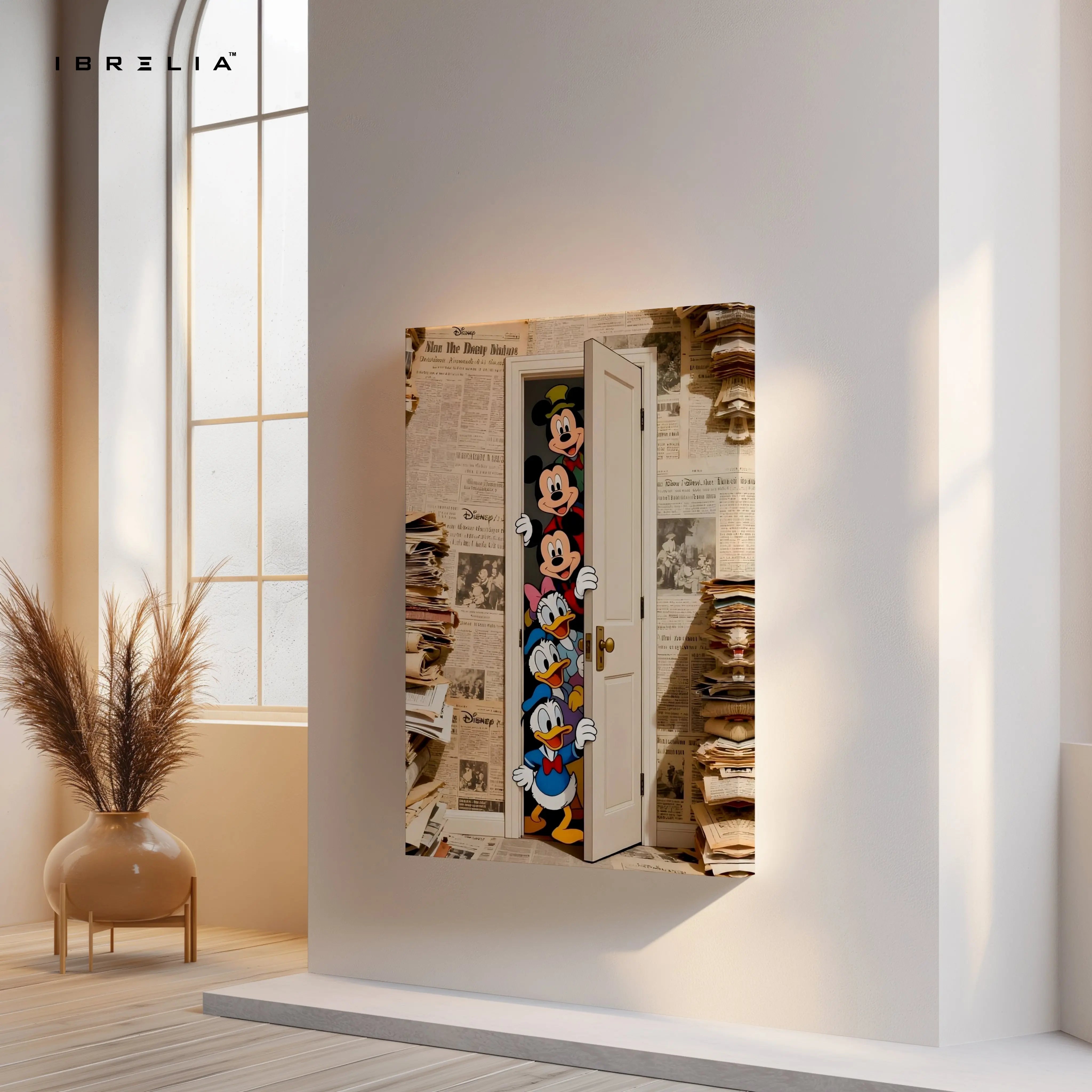Disney Characters Door Wall Art – Mickey & Friends Canvas Frame | Vintage Cartoon Poster Pakistan | IBRELIA™ IBRELIA