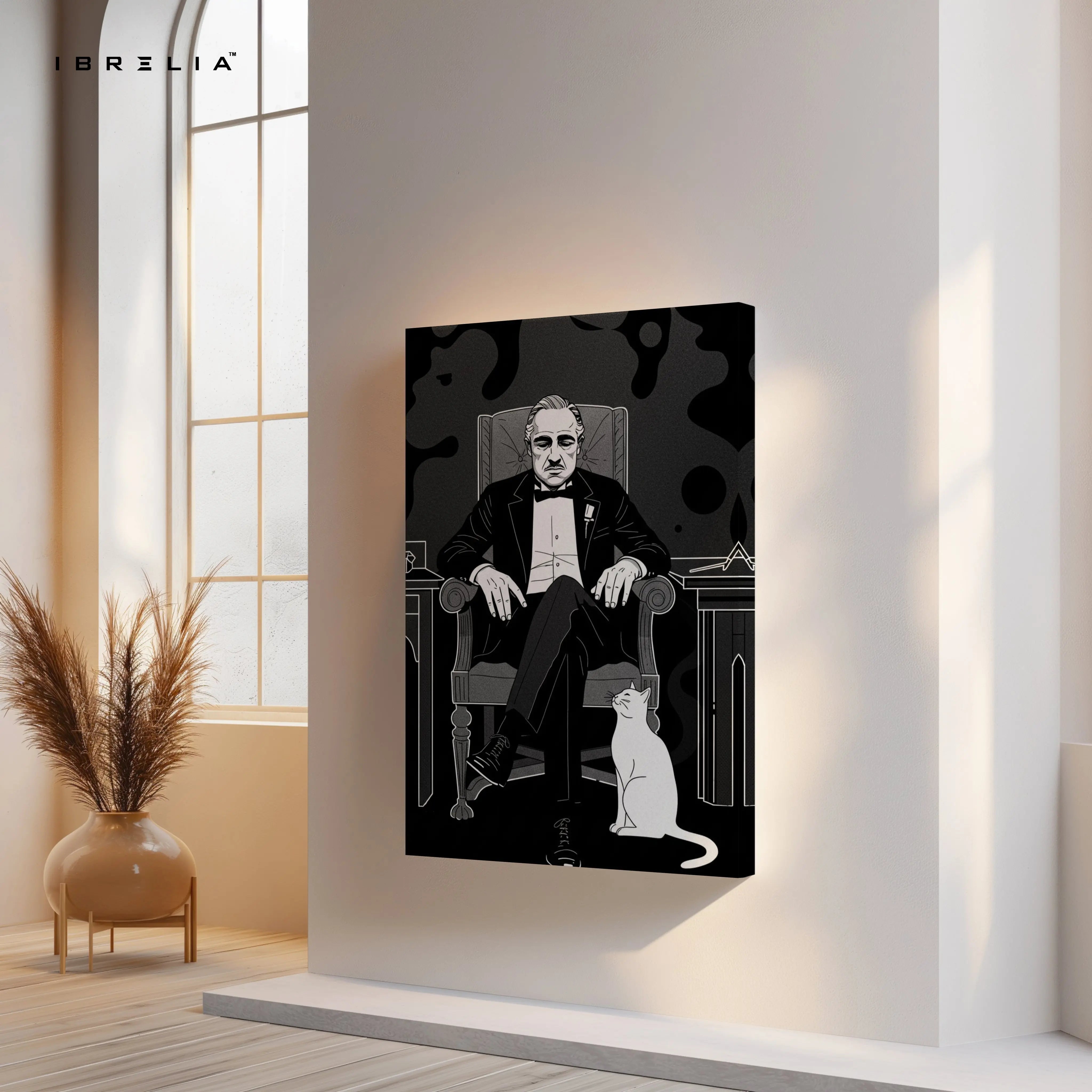 Godfather Chair Portrait Wall Art – Don Vito Corleone Canvas Frame | Minimal Mafia Poster Pakistan | IBRELIA™ IBRELIA