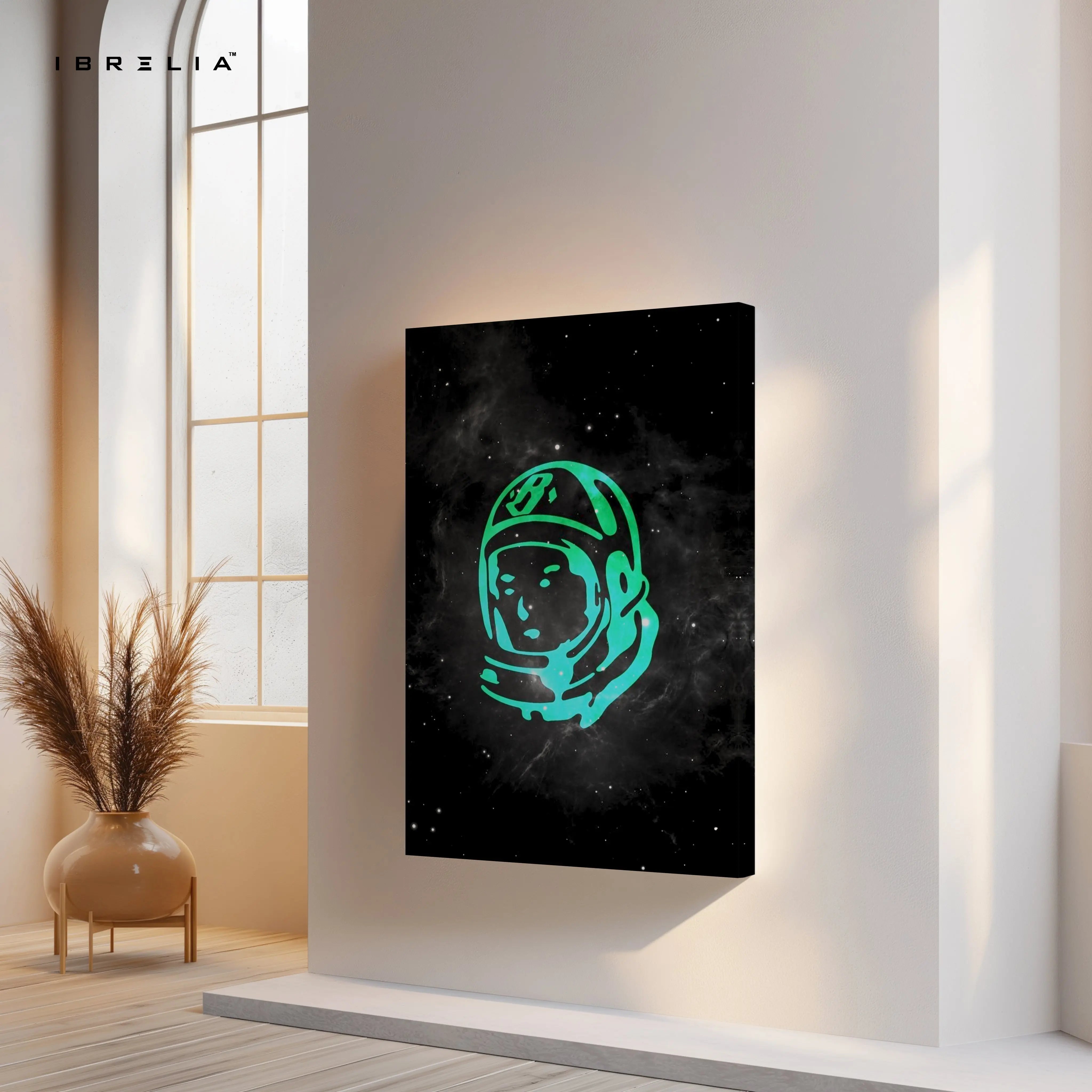 Neon Astronaut Minimal Wall Art – Space Aesthetic Canvas Frame | Galaxy Street Style Poster Pakistan | IBRELIA™ IBRELIA