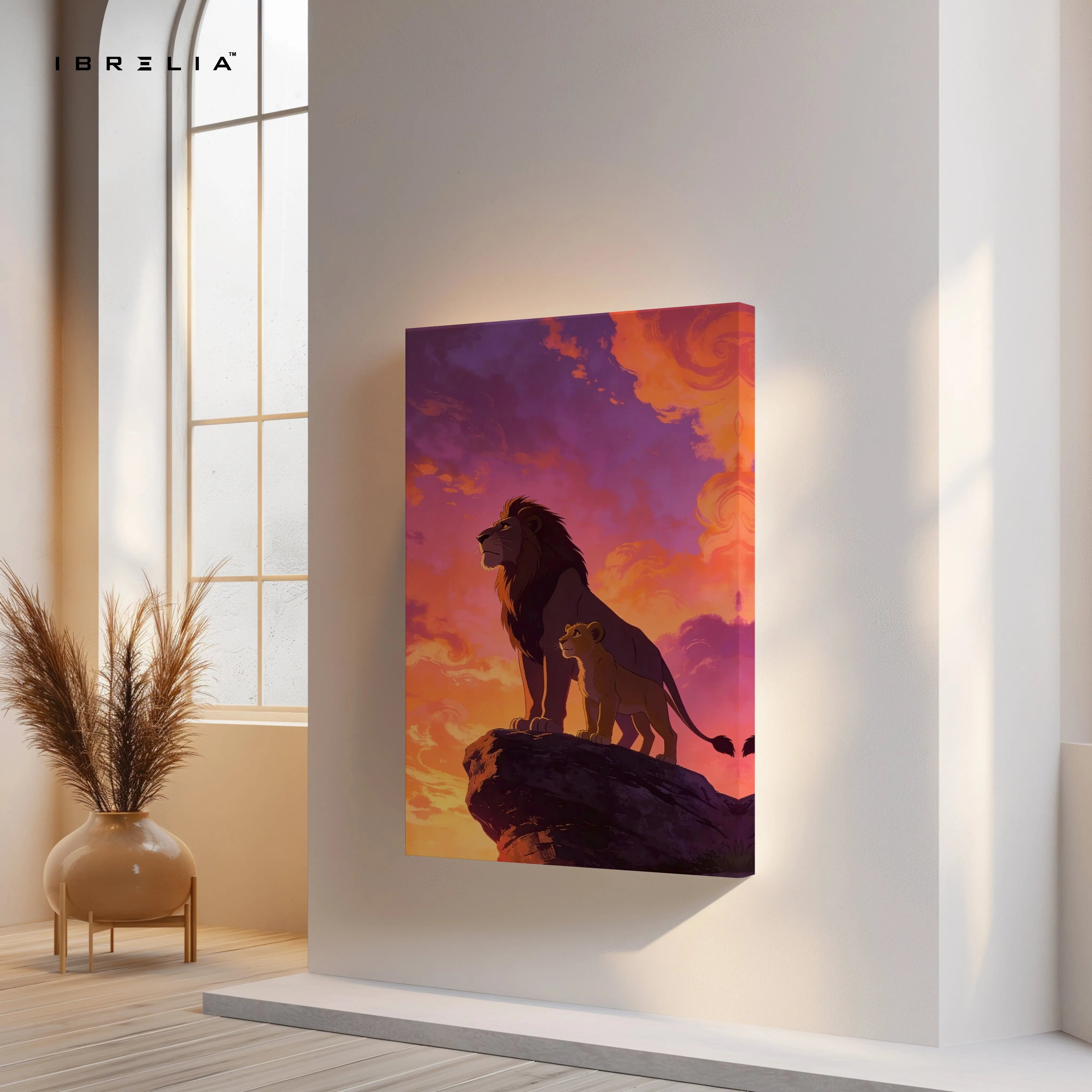 Lion Father & Cub Wall Art – Pride Legacy Canvas Frame | Majestic Animal Scene Decor Pakistan | IBRELIA™ IBRELIA