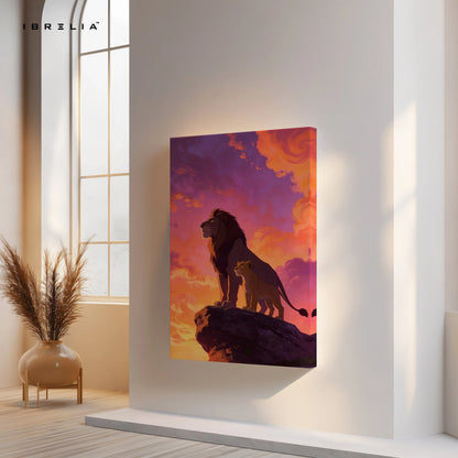 Lion Father & Cub Wall Art – Pride Legacy Canvas Frame | Majestic Animal Scene Decor Pakistan | IBRELIA™ IBRELIA